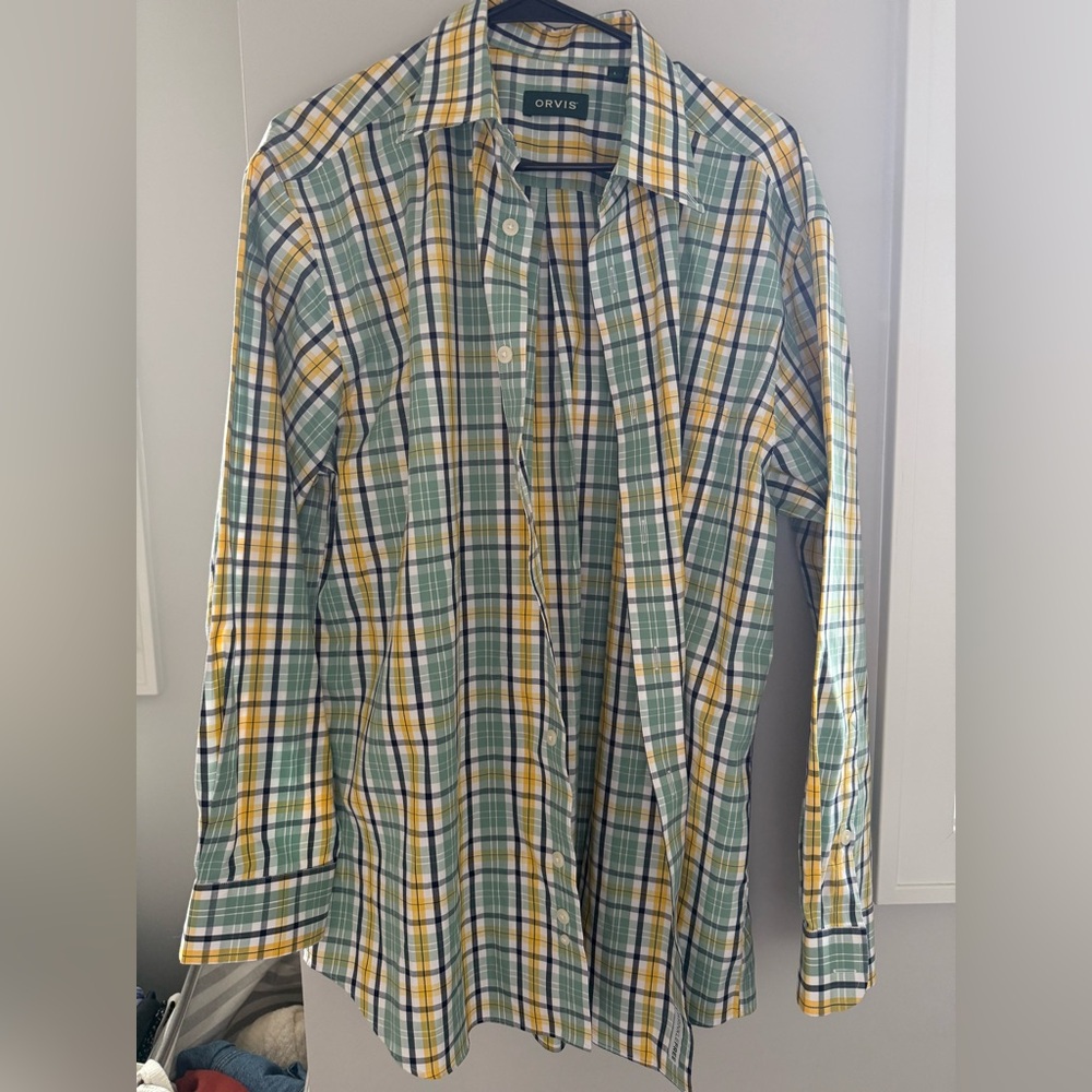 Orvis Green and Yellow Casual Button Down Shirt